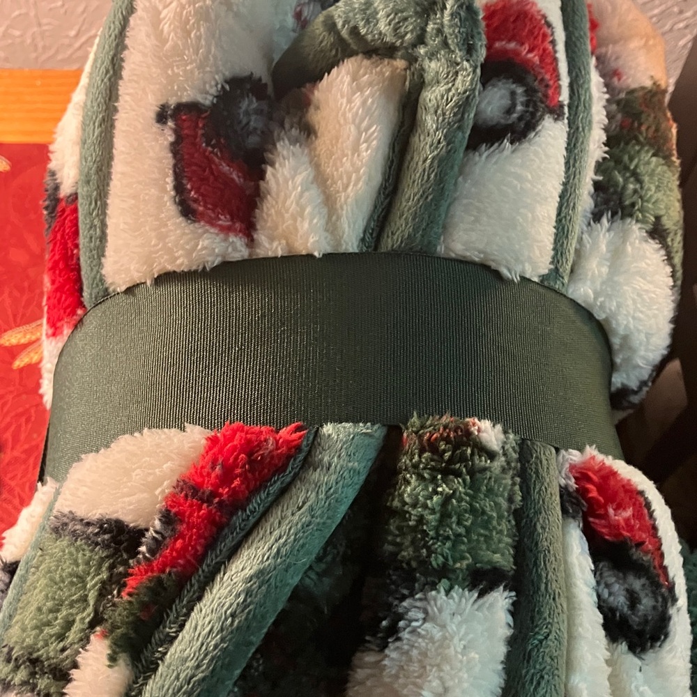 Cozy Green and White Sherpa Throw Blanket - Picture 6 of 9